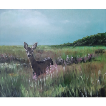 Ree in Fochteloerveen, olie op doek, 50x60