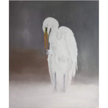 Zilverreiger, olie op doek, 60x50