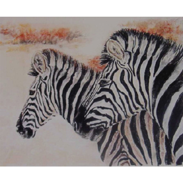 Zebra’s, pastel op papier, 30x40