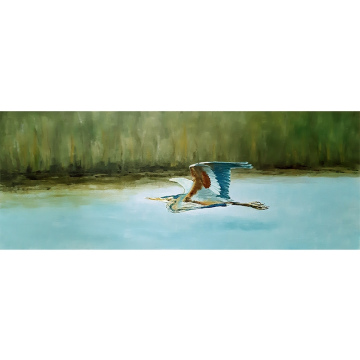 Reiger, olie op paneel, 25x65