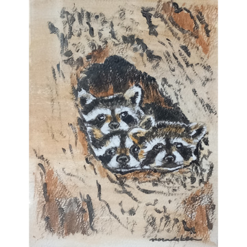 Wasbeertjes, acryl op aquarelpapier, 17x13